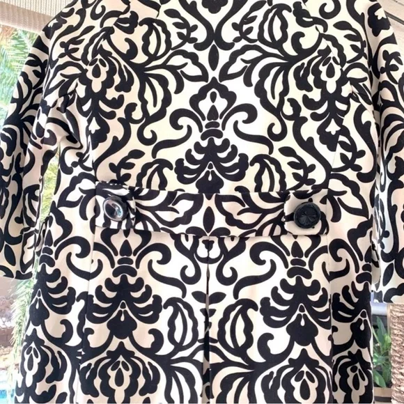 NWOT Milly of New York Black/Off of White Cream Embroidered Coat Topper Size 4